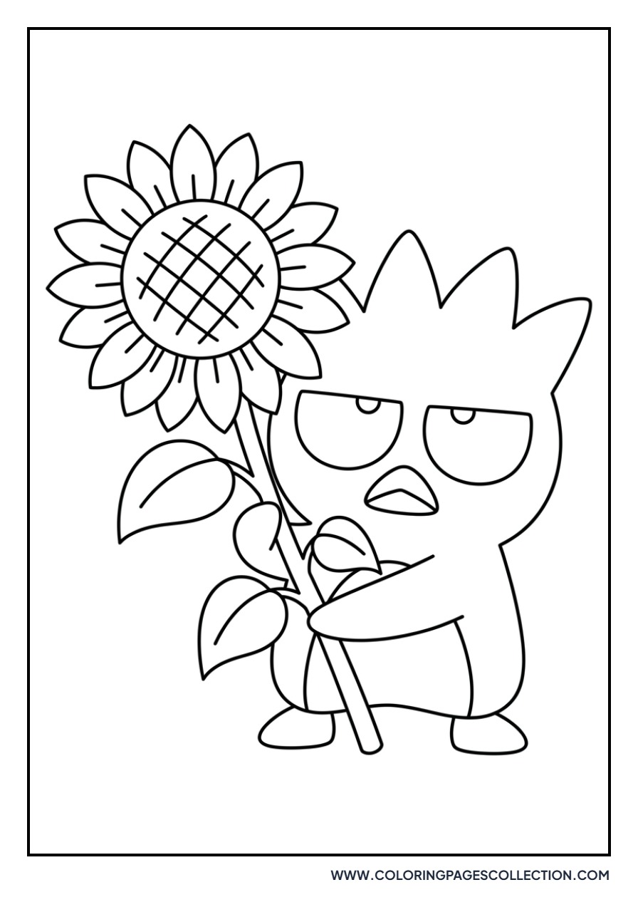 Badtz-Maru with a Large Flower