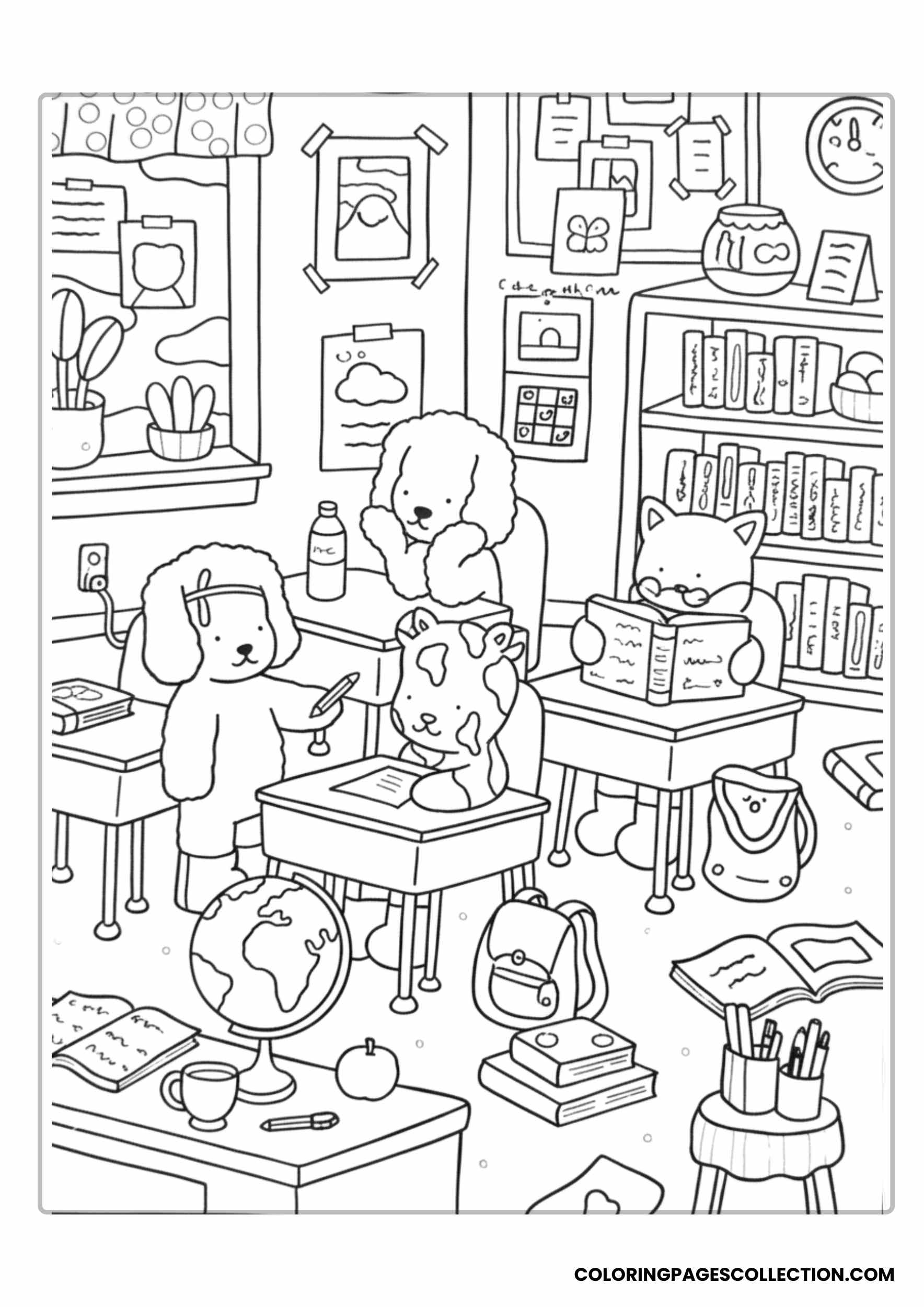 Busy Cuties at the Café Coloring Sheet