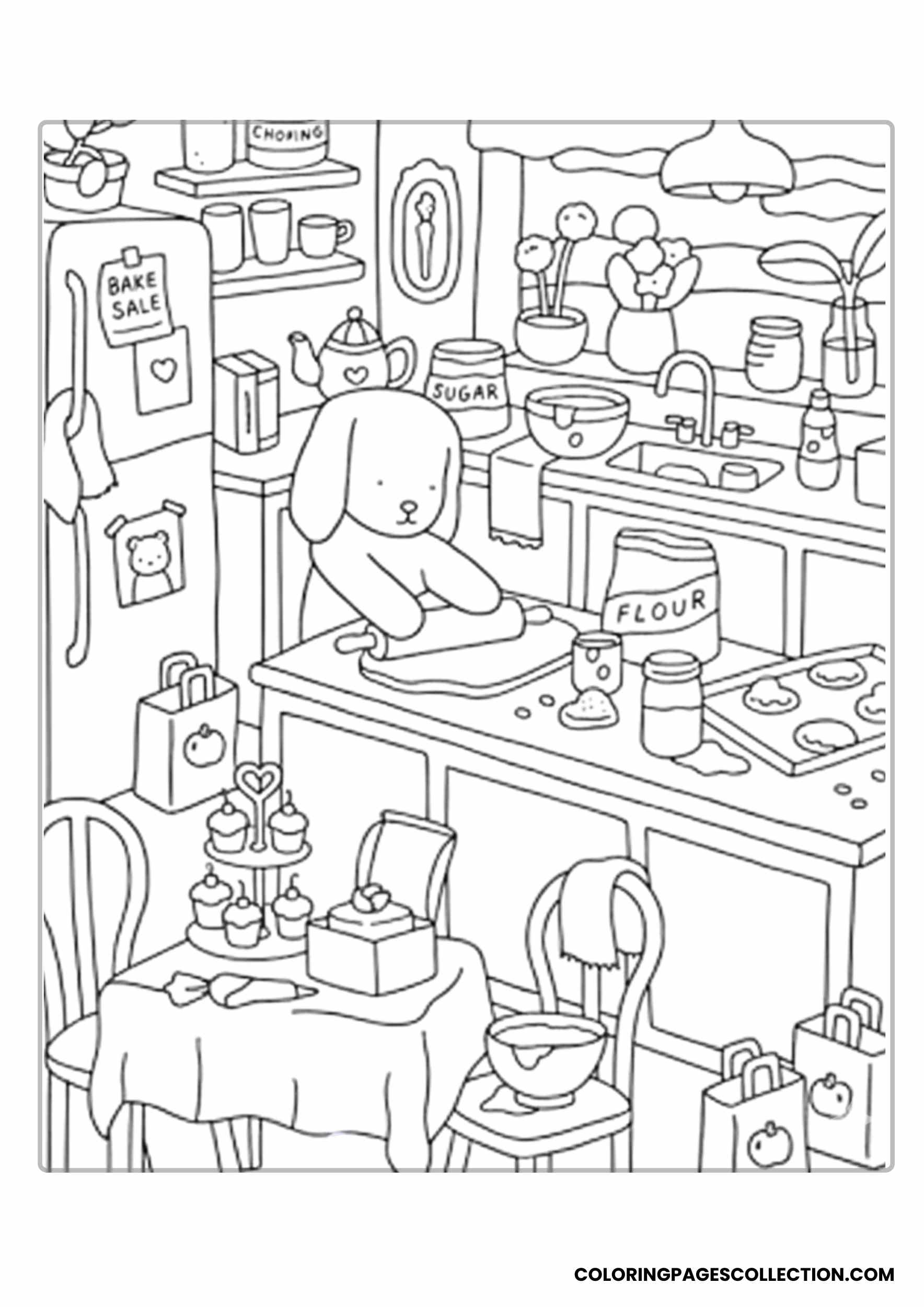 Bobbie’s Warm Kitchen Scene Coloring Sheet