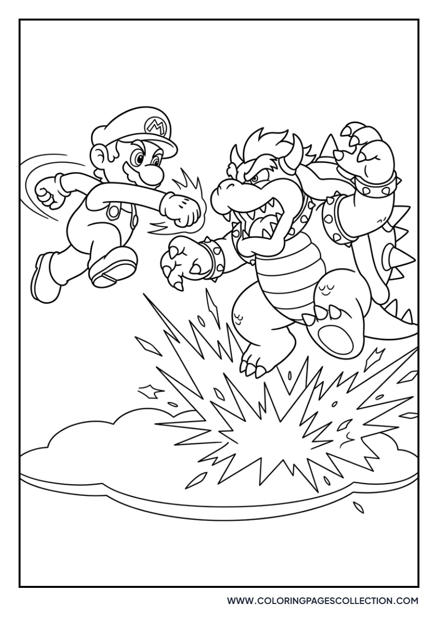 Bowser and Mario Fighting