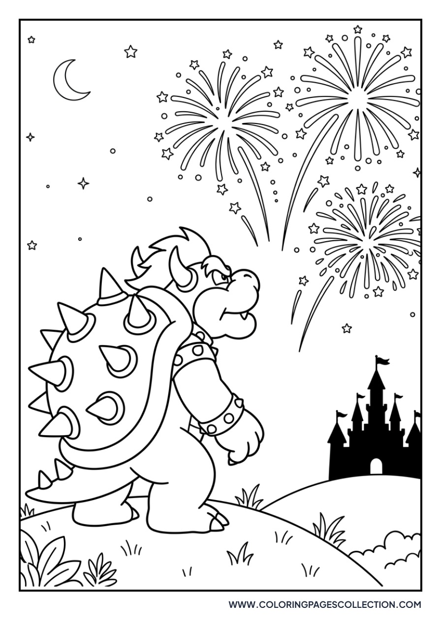 Bowser with Fireworks
