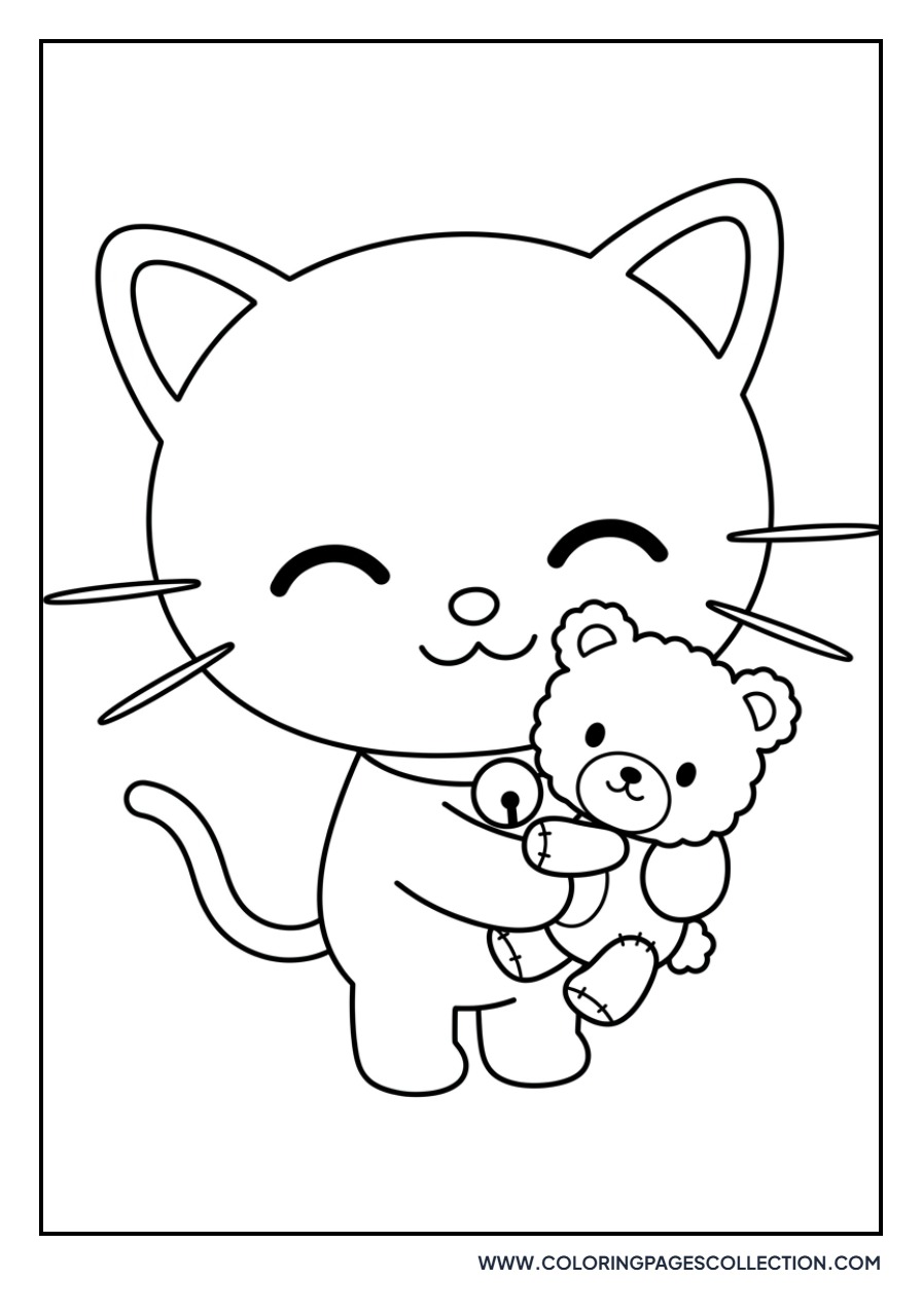 Chococat Hugging a Teddy Bear