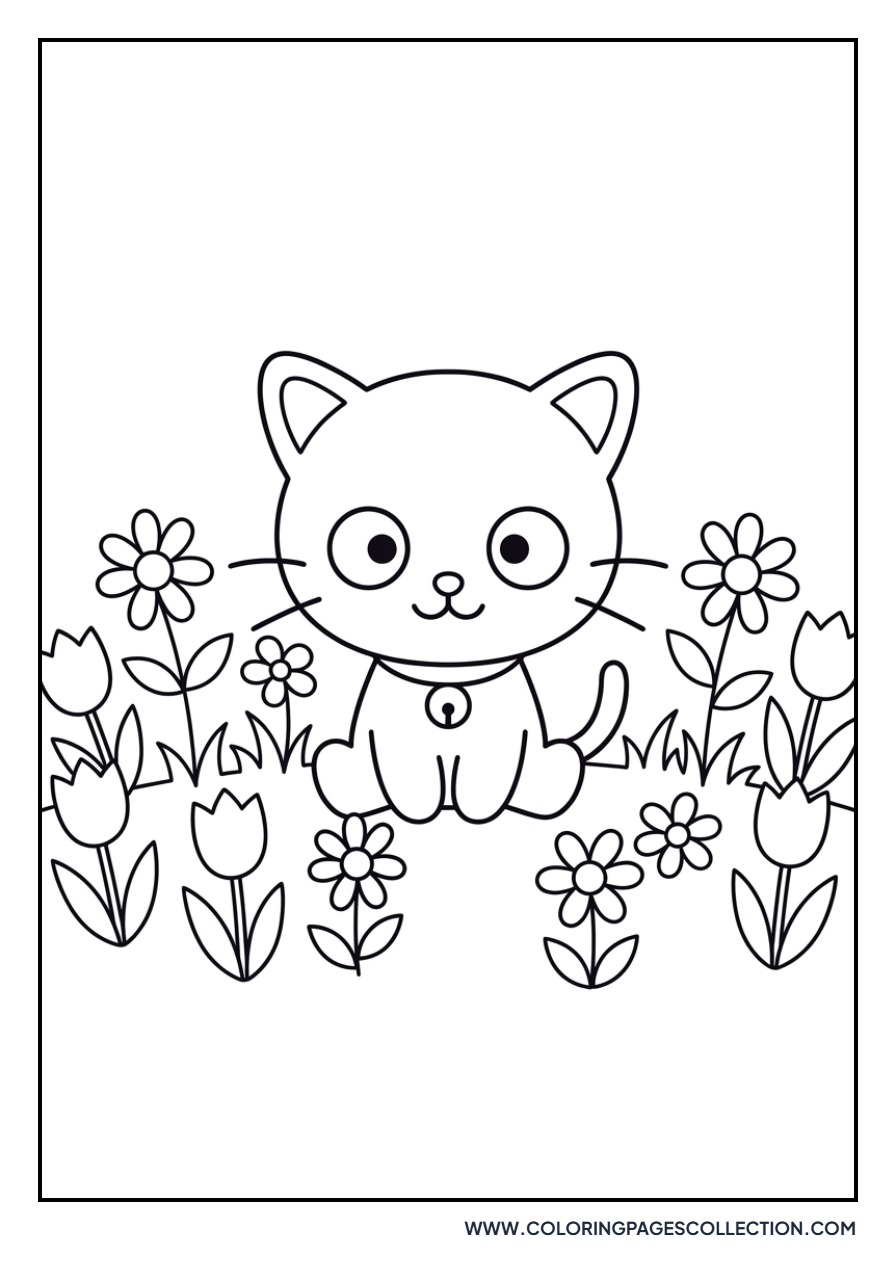 Chococat in a Flower Garden