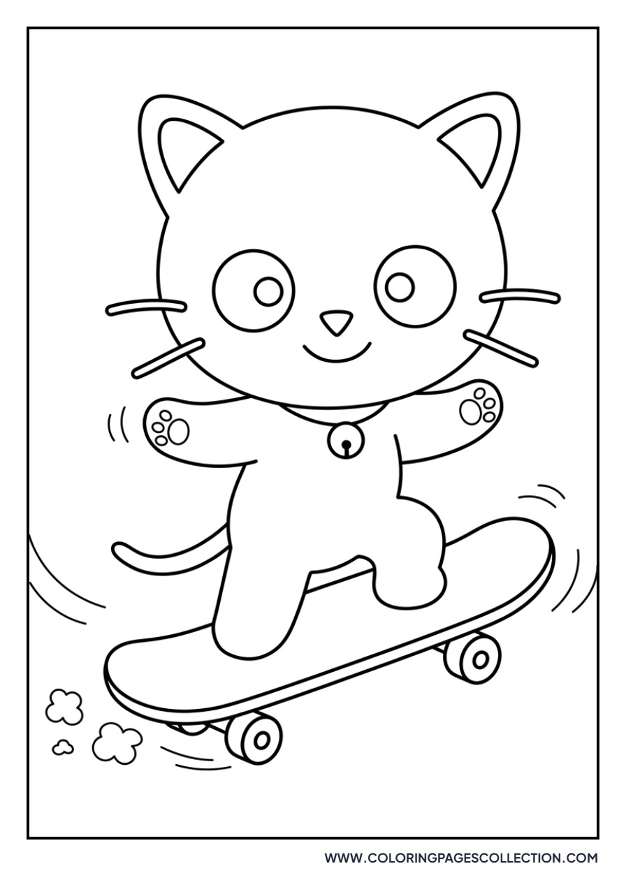 Chococat on a Skateboard