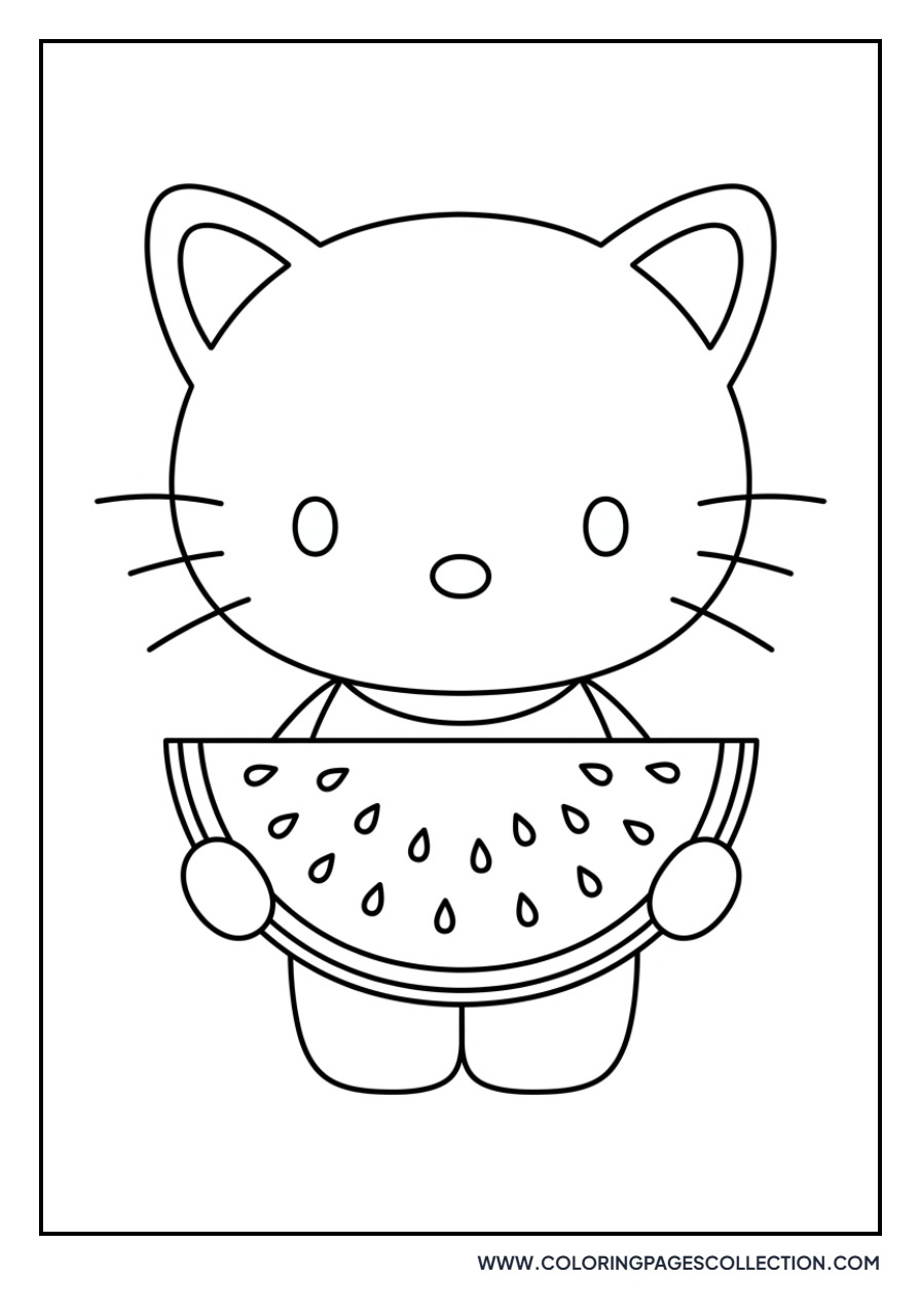 Chococat with a Slice of Watermelon