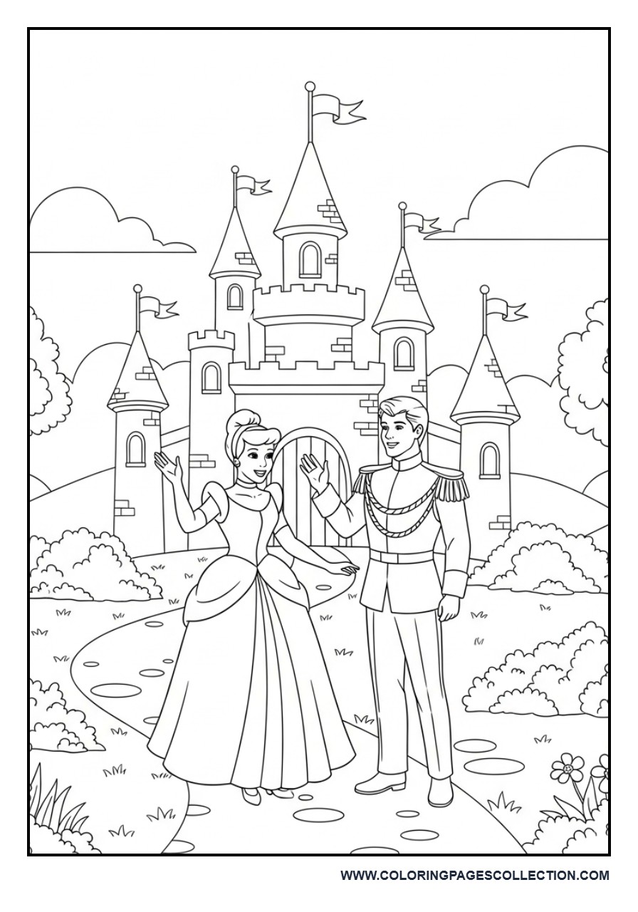 Cinderella and Prince Leaving the Castle