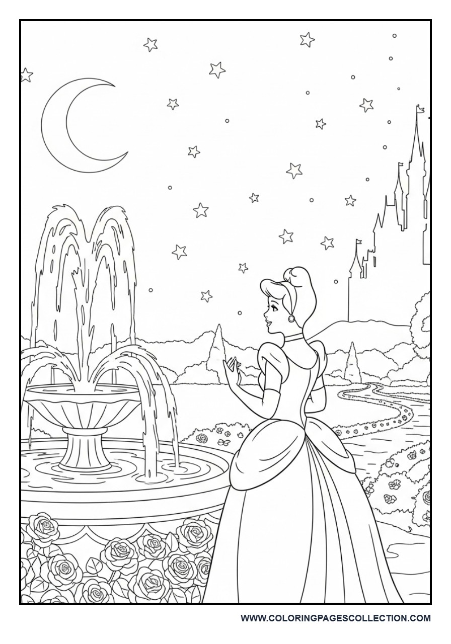 Cinderella by the Moonlit Fountain