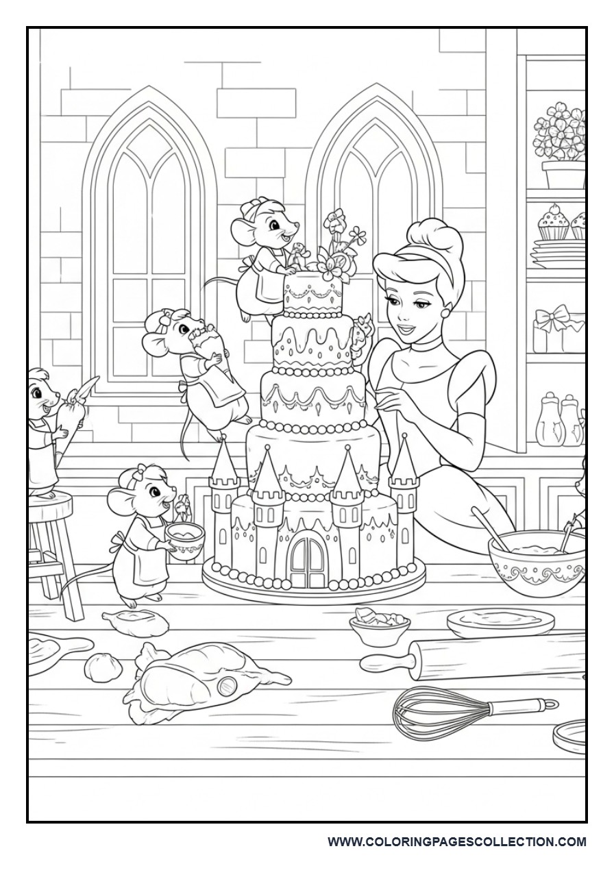 Cinderella Decorating a Princess Cake