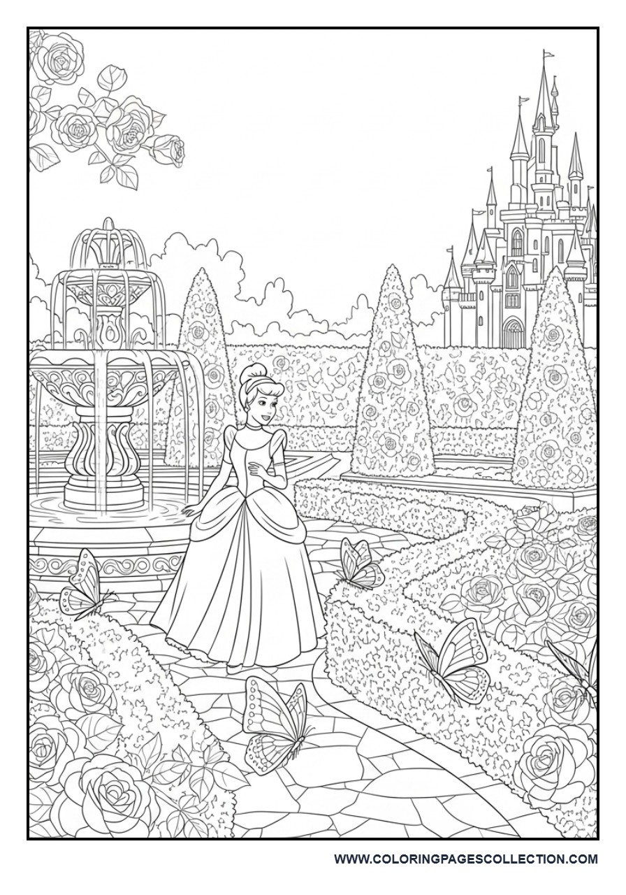 Cinderella in an Enchanted Castle Garden