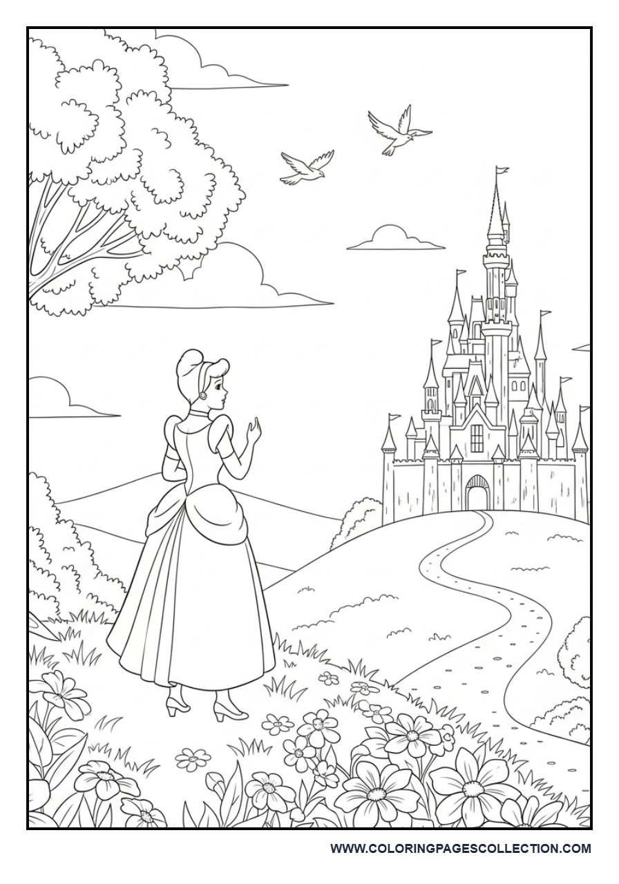 Cinderella Looking at the Castle from a Hill