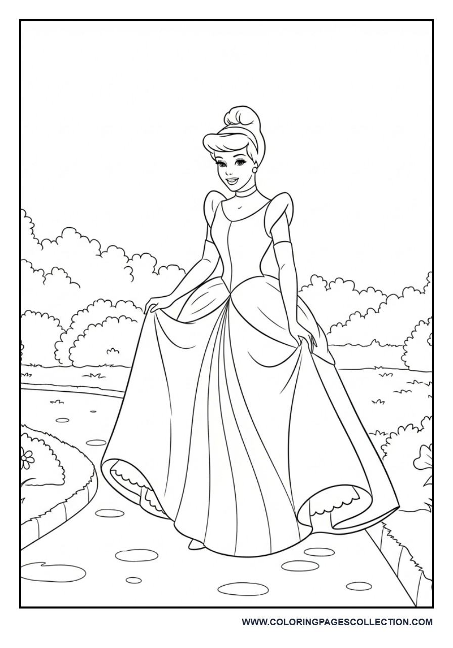 Cinderella Walking Through Royal Garden