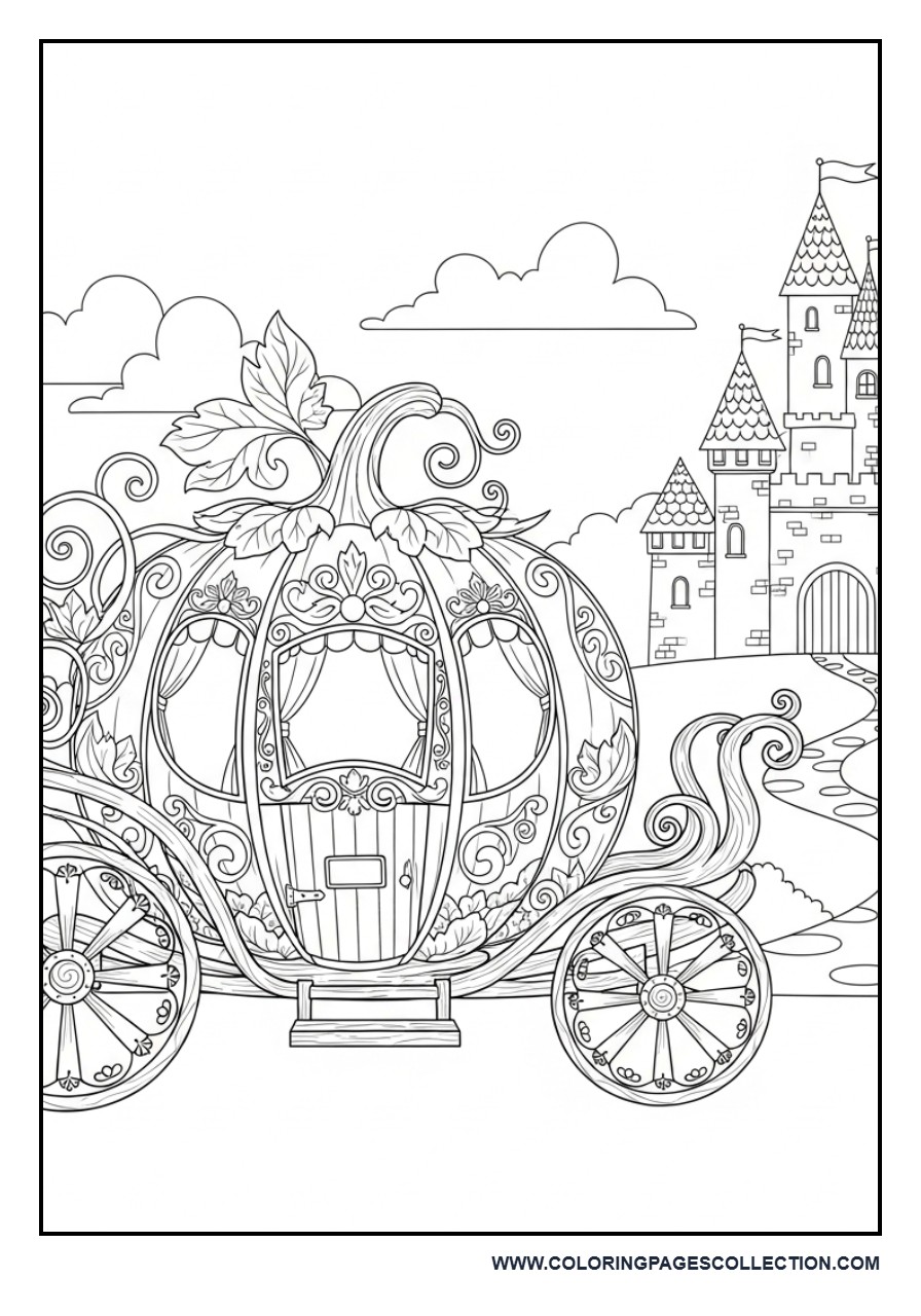 Pumpkin Carriage Outside the Castle