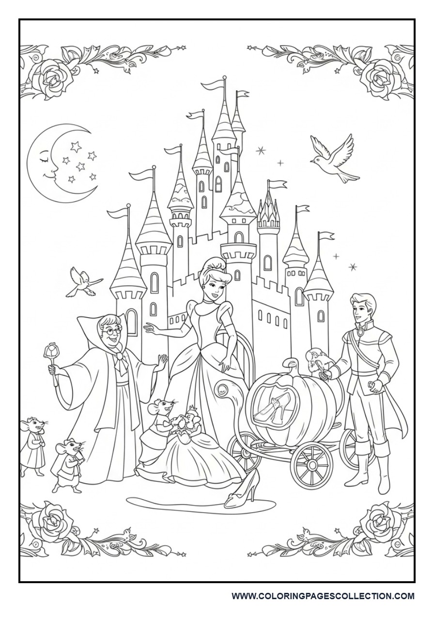 Ultimate Cinderella Fantasy Coloring Page