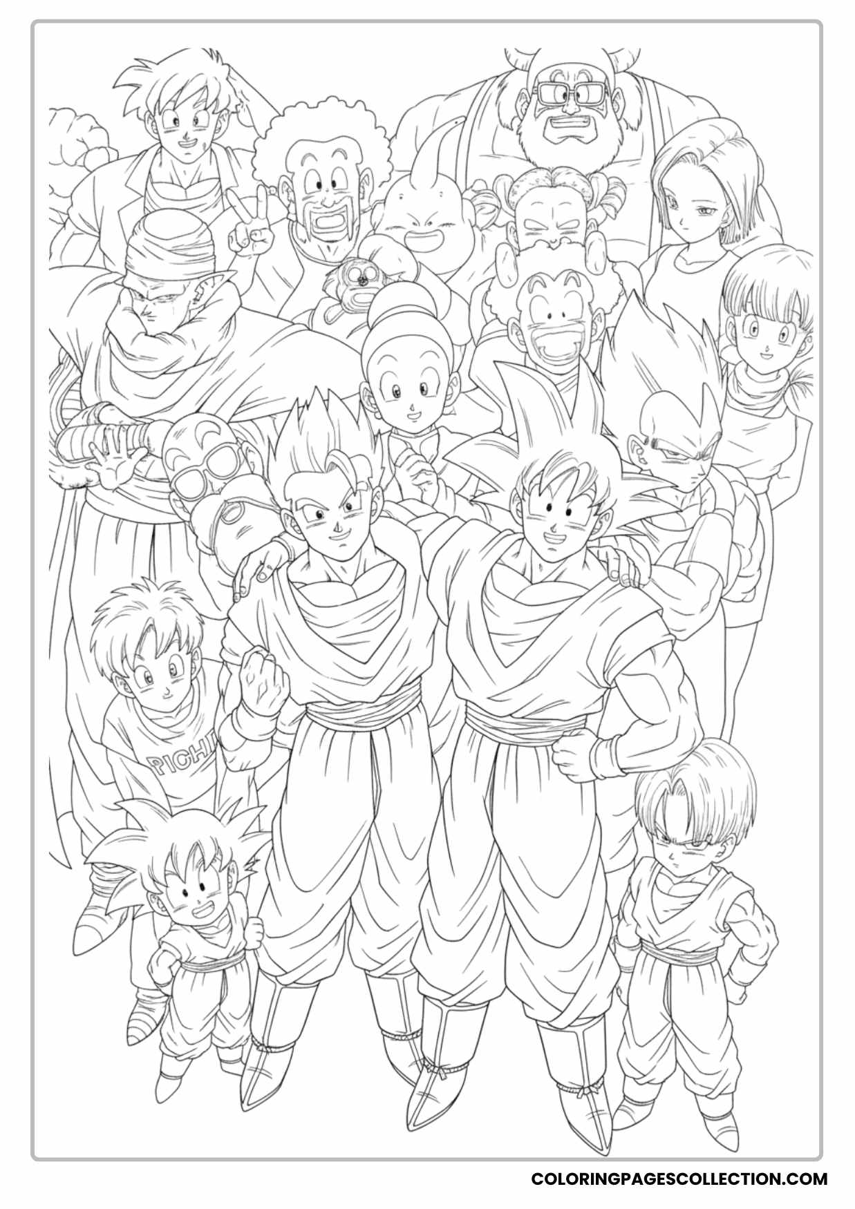 Dragon Ball Z Heroes Group Coloring Page