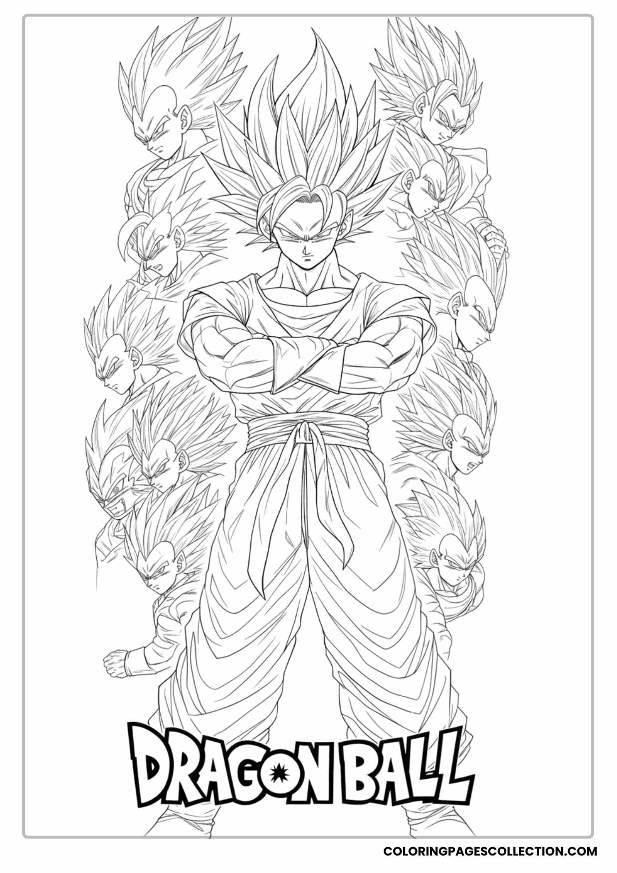 Super Saiyan Goku Full Power Aura Coloring Sheet