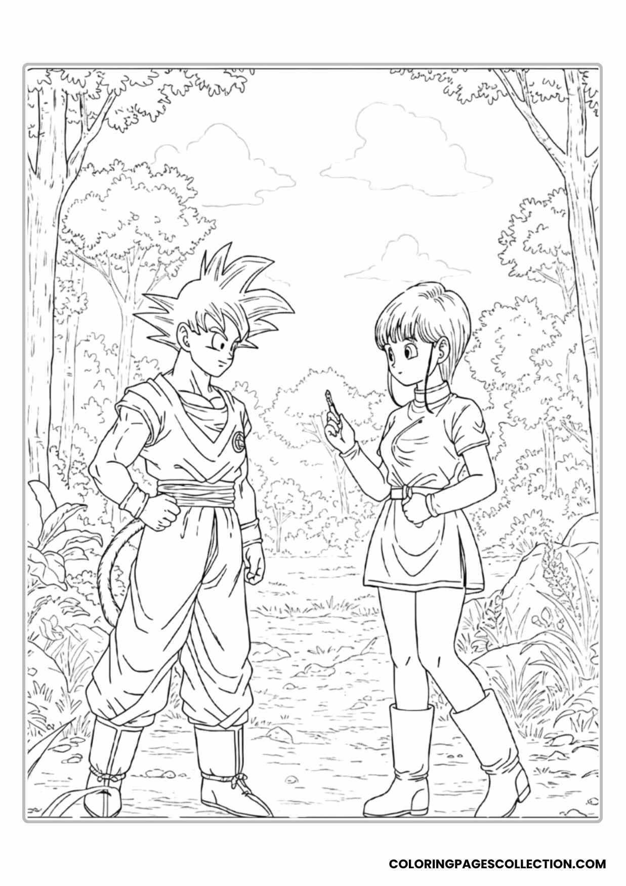 Goku and Krillin Training Together Coloring Sheet