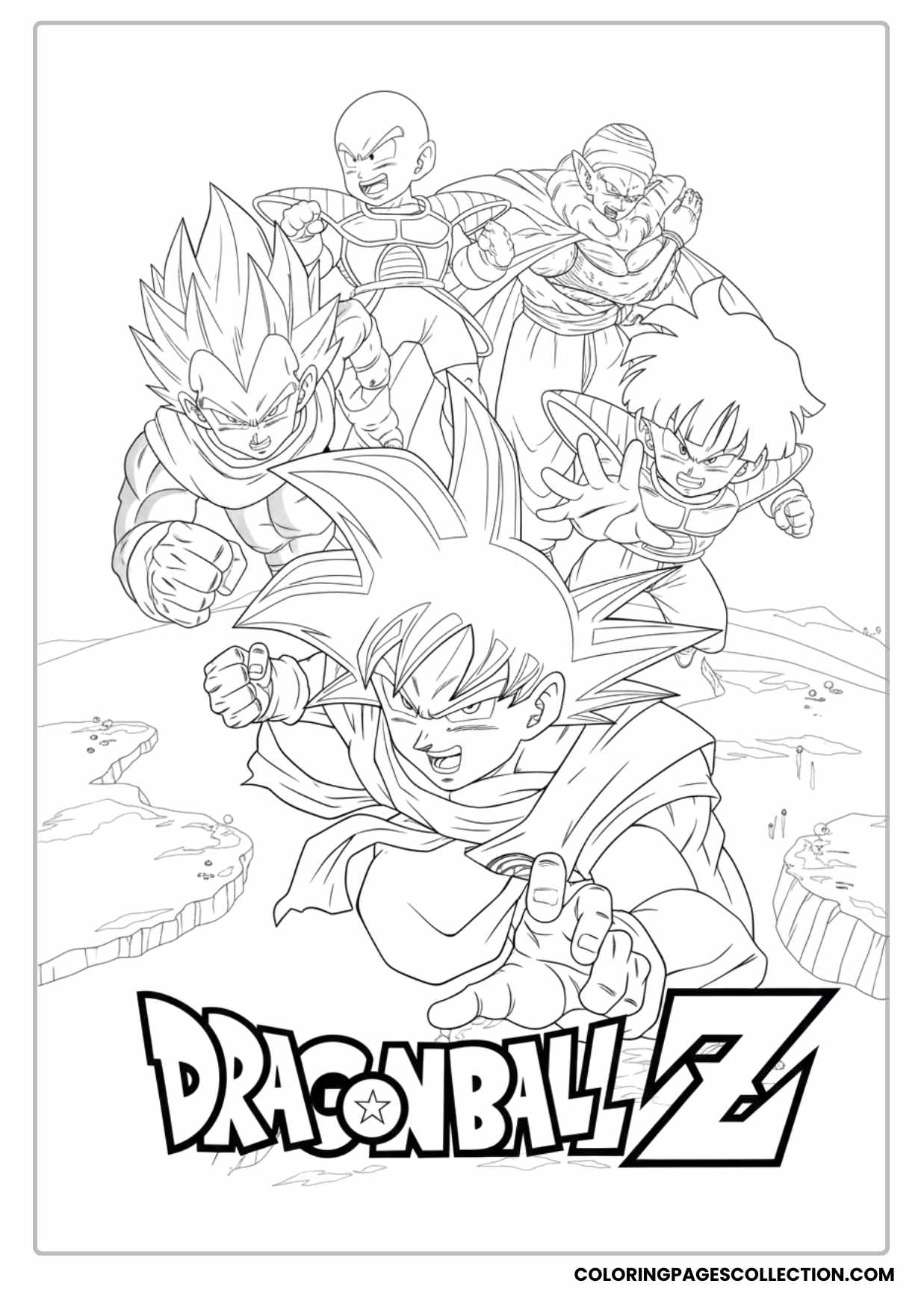 Super Saiyan Warriors Action Pose Coloring Page