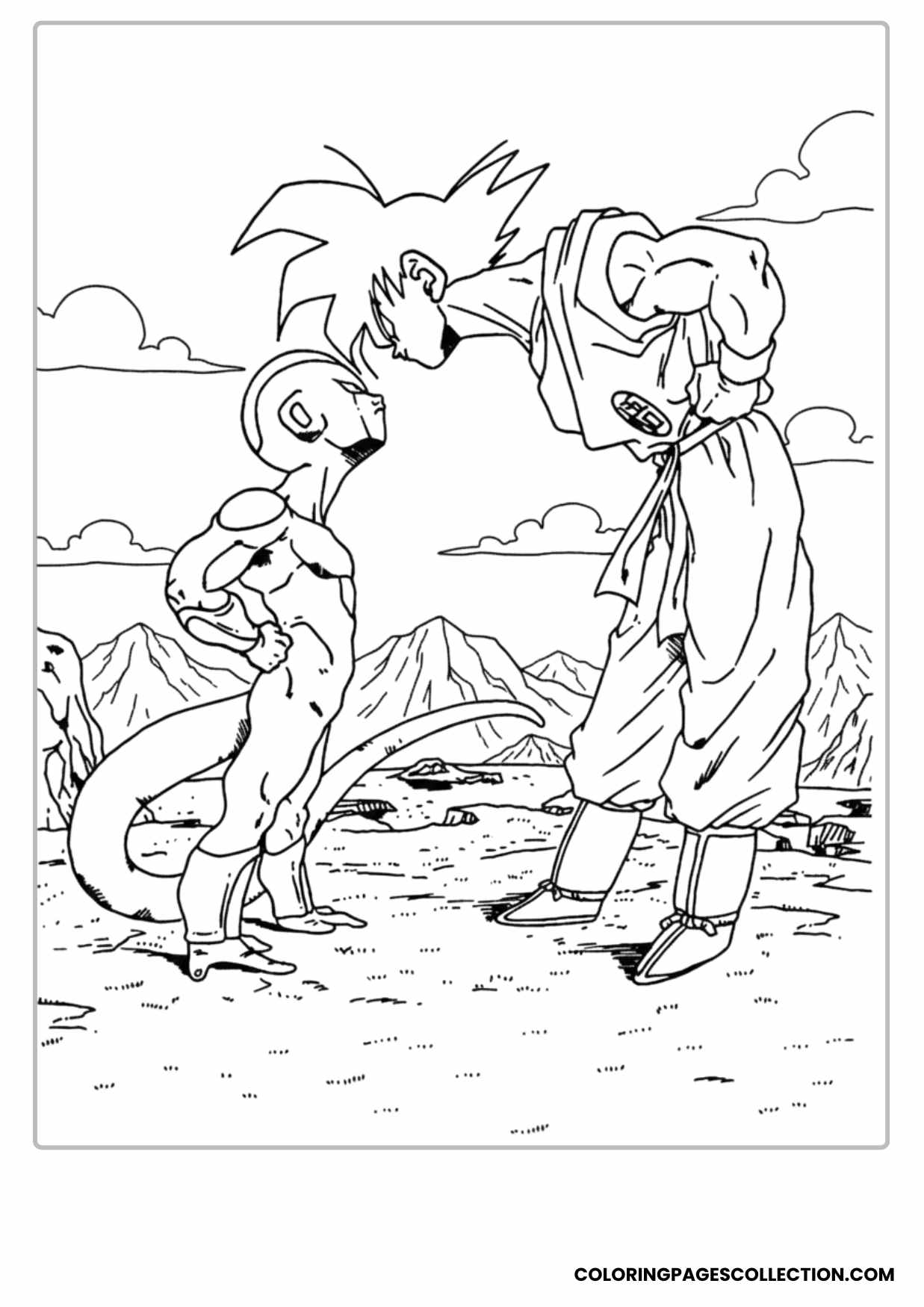 Goku Beach Day Relaxing Coloring Page