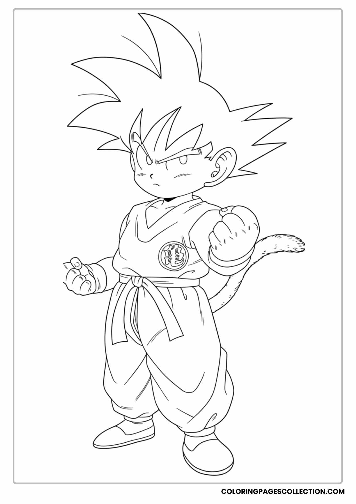Kid Goku Cute Adventure Coloring Page