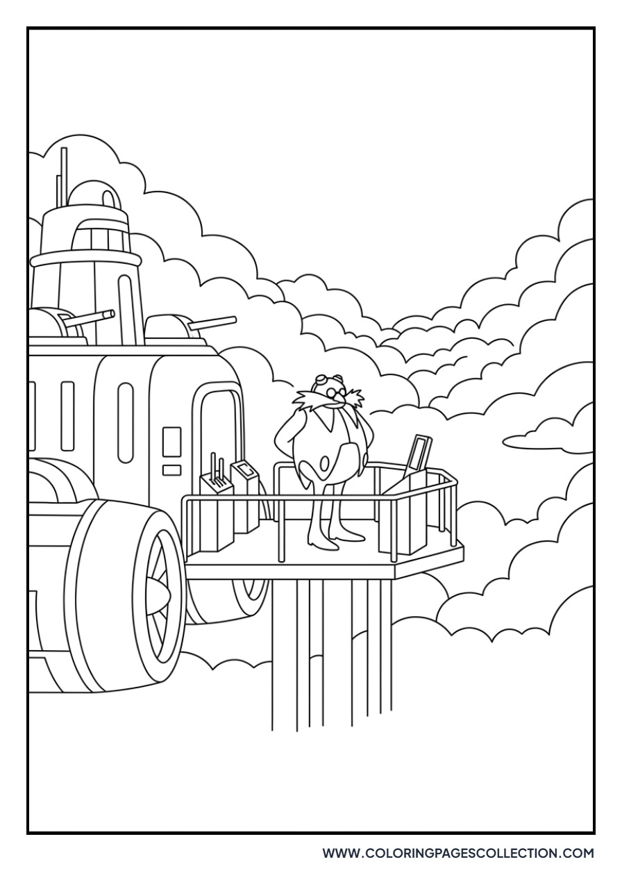 Eggman Flying the Egg Carrier