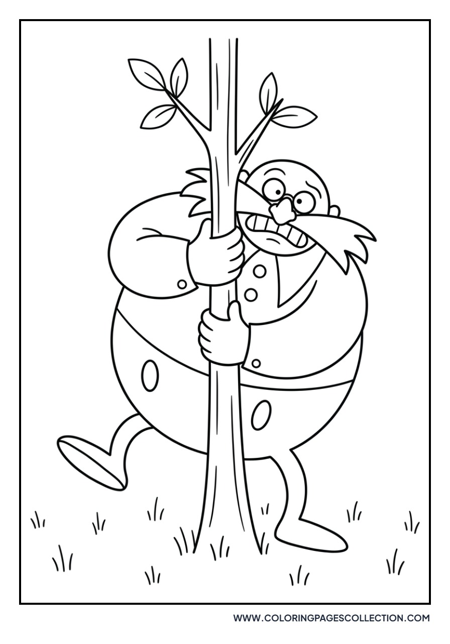 Eggman Hiding Behind a Tree