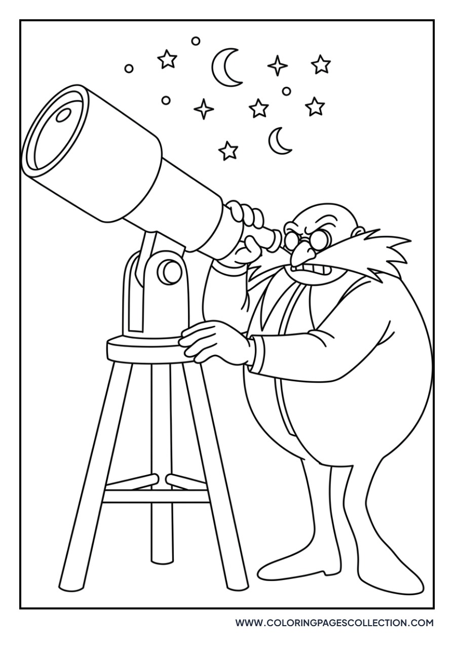 Eggman Using a Telescope