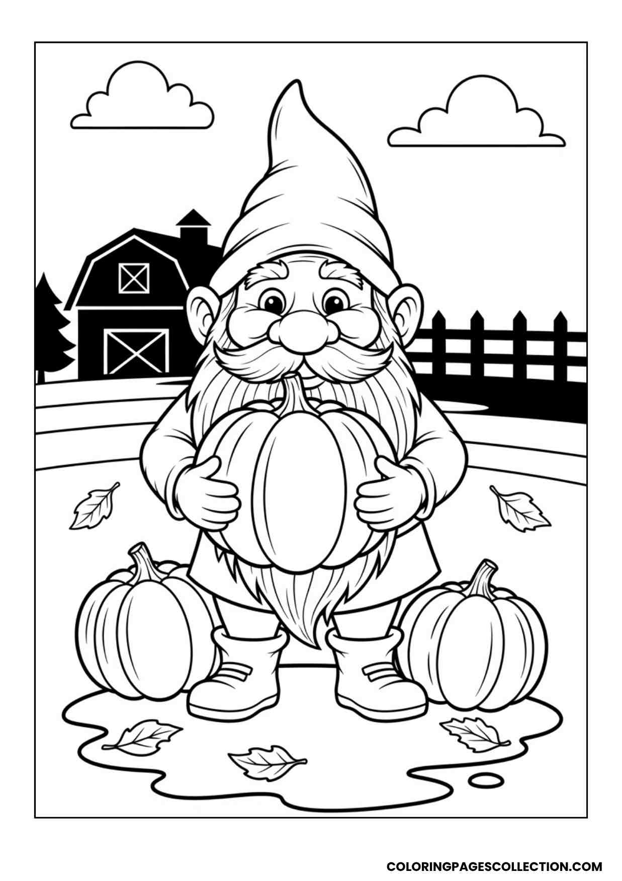 thanksgiving harvest gnome coloring page