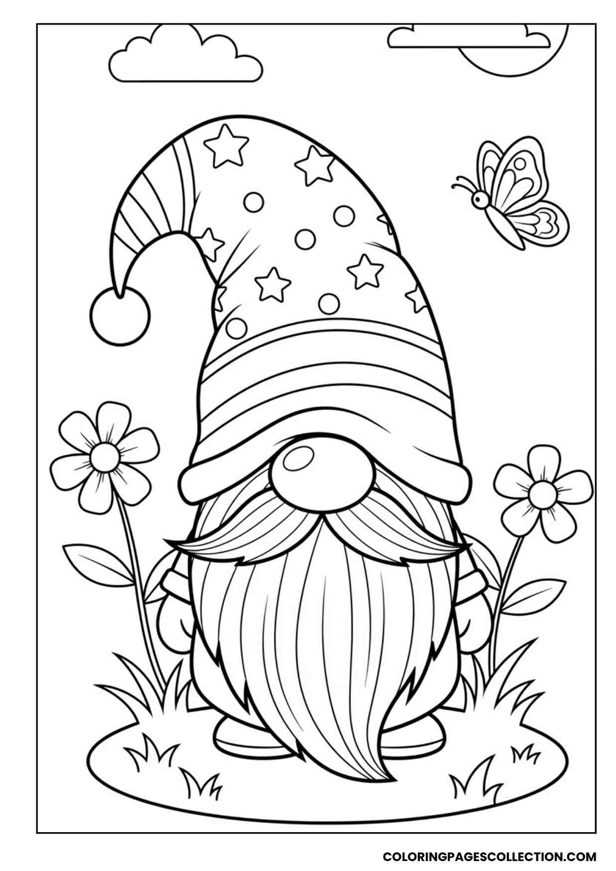 pattern hat gnome coloring sheet