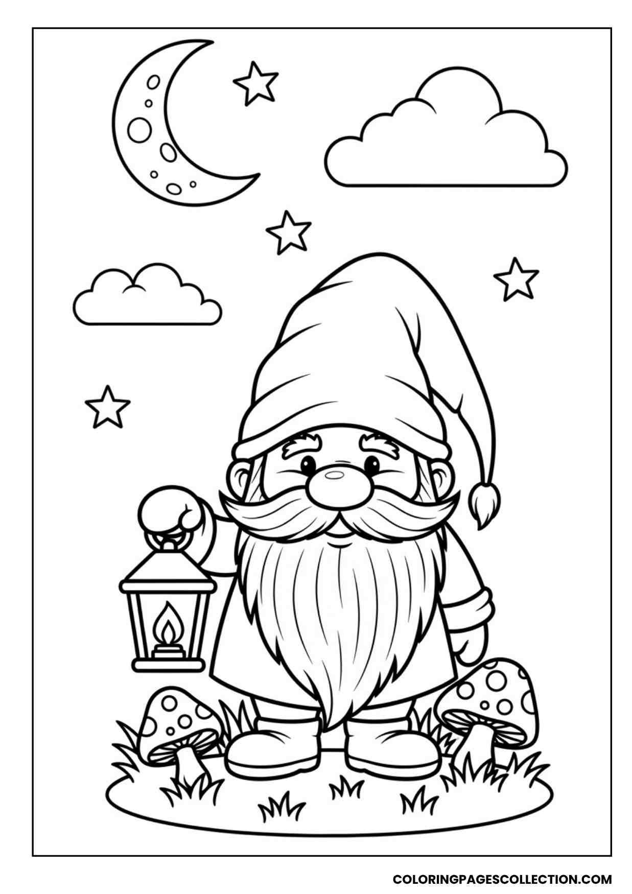 lantern path gnome coloring sheet