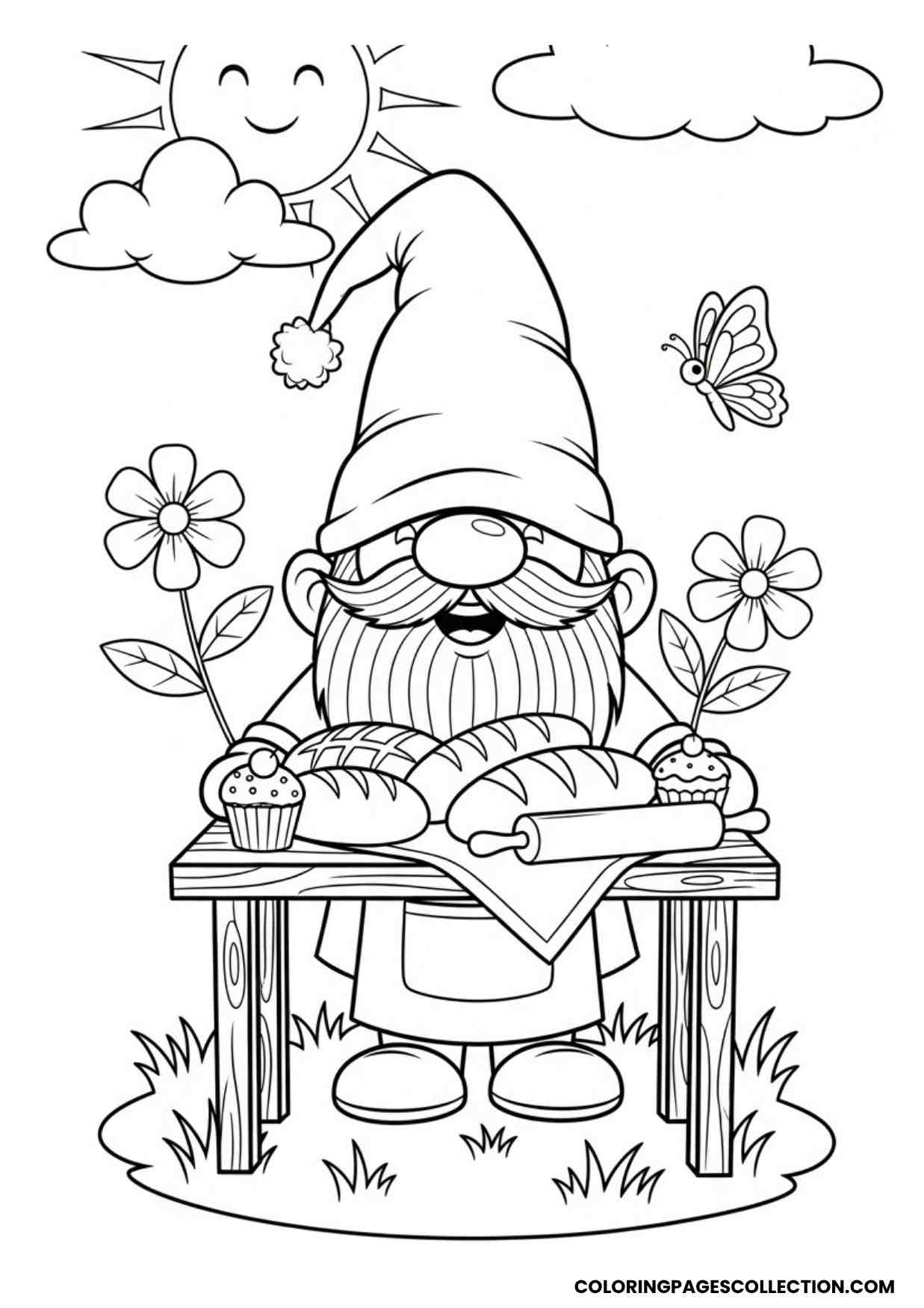 baker shop gnome coloring page