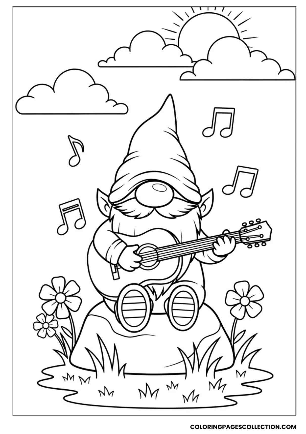 music guitar gnome coloring sheet