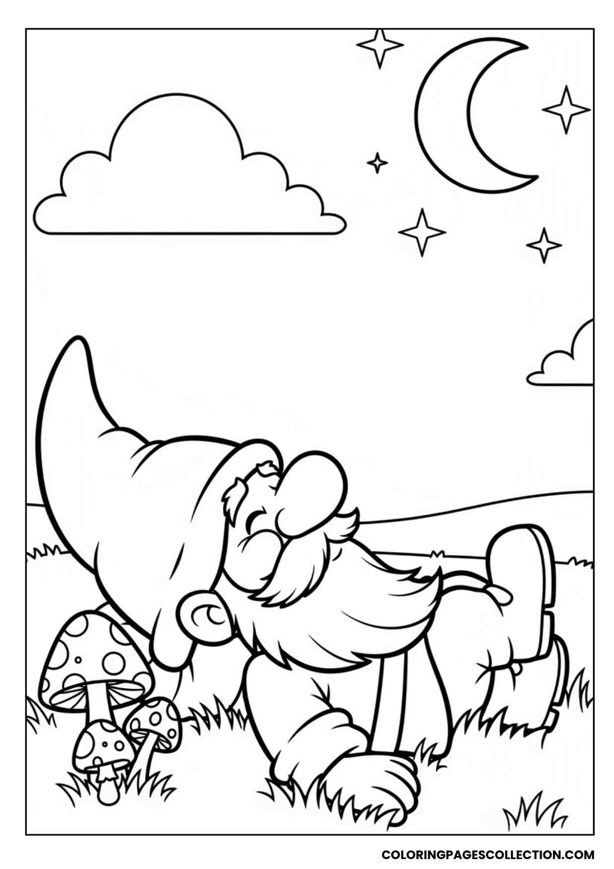 star gazing gnome coloring sheet