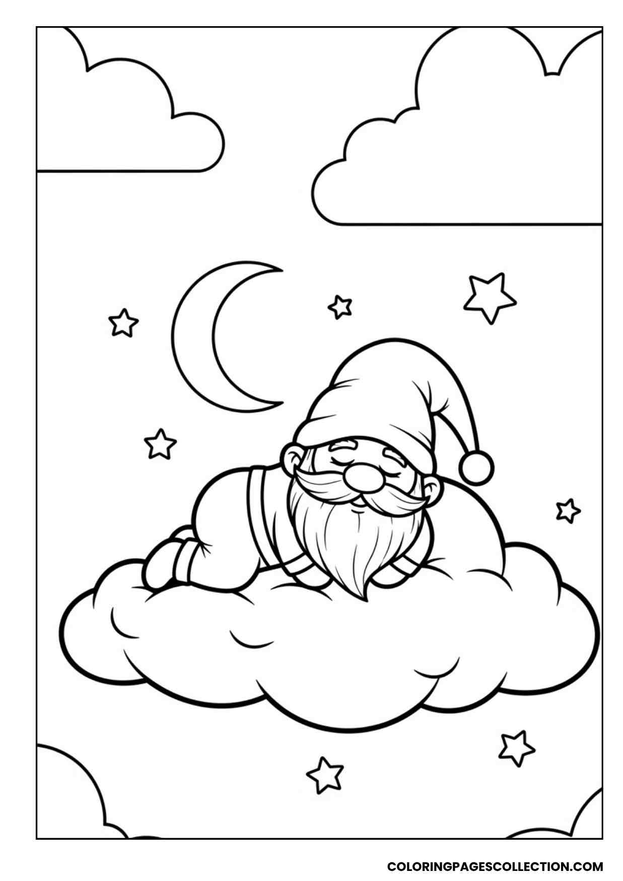 dreaming cloud gnome coloring sheet