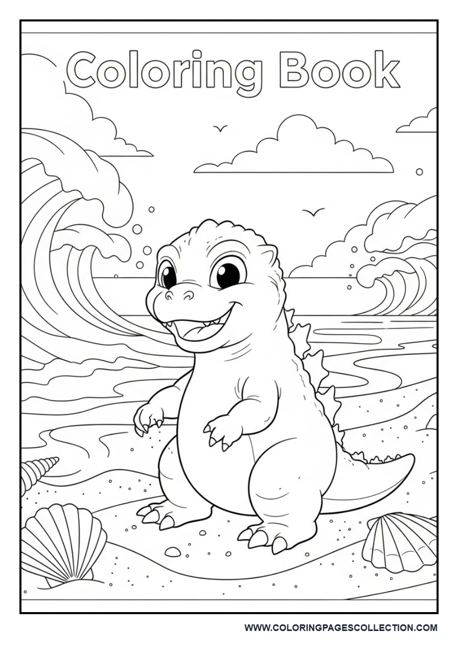 Baby Godzilla at the Beach