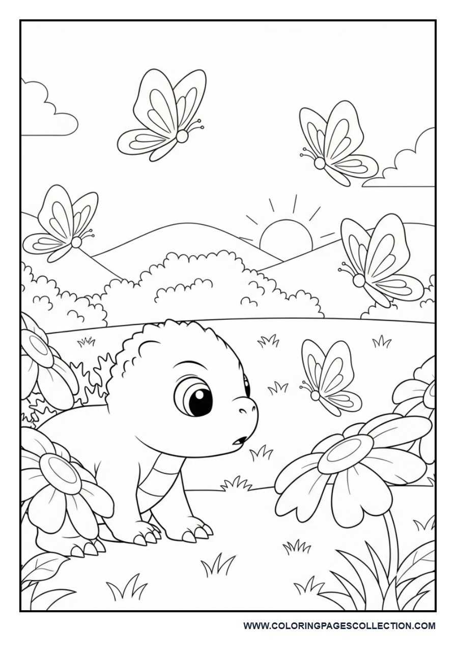 Baby Godzilla Exploring Nature