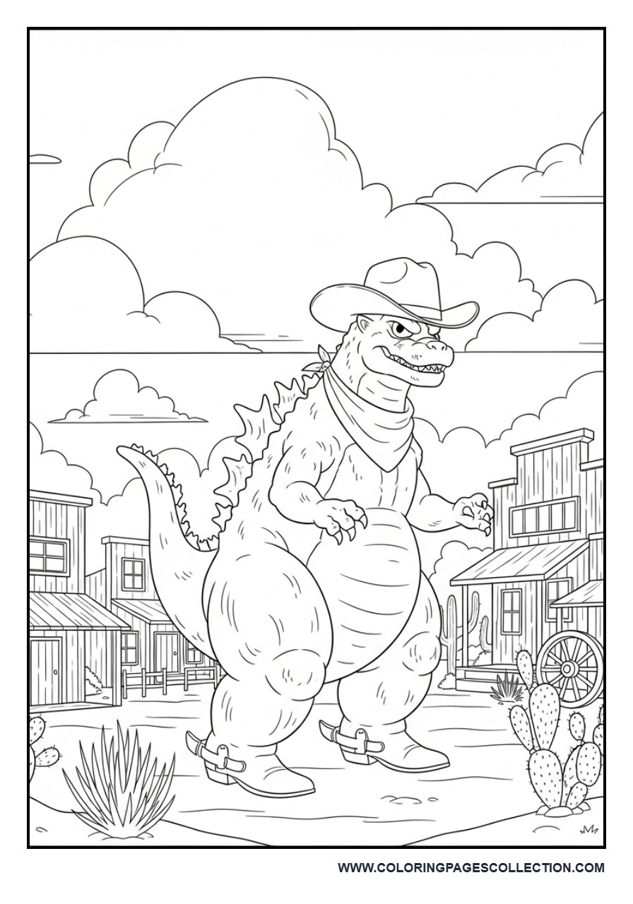 Cowboy Godzilla in the Wild West