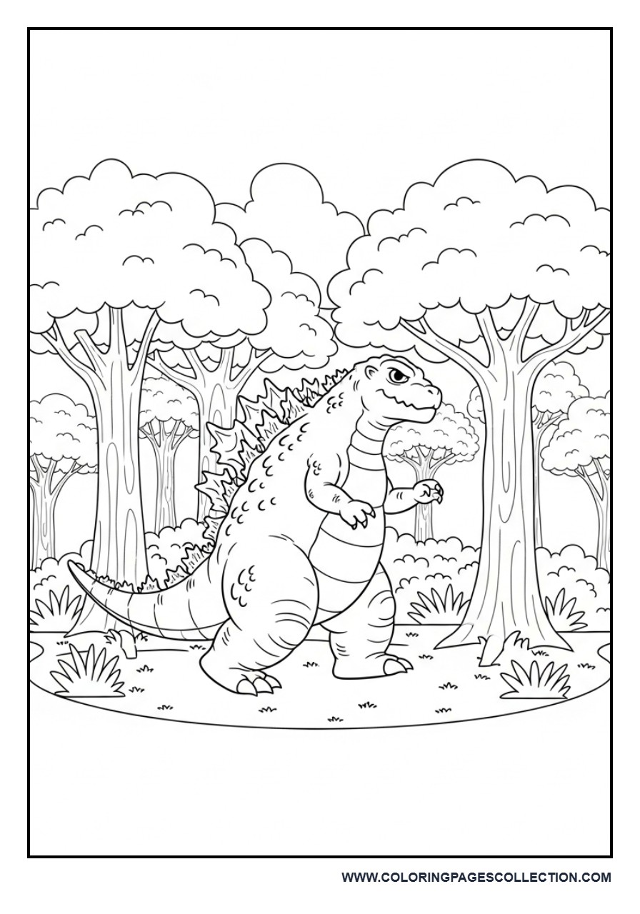 Cute Godzilla in a Forest