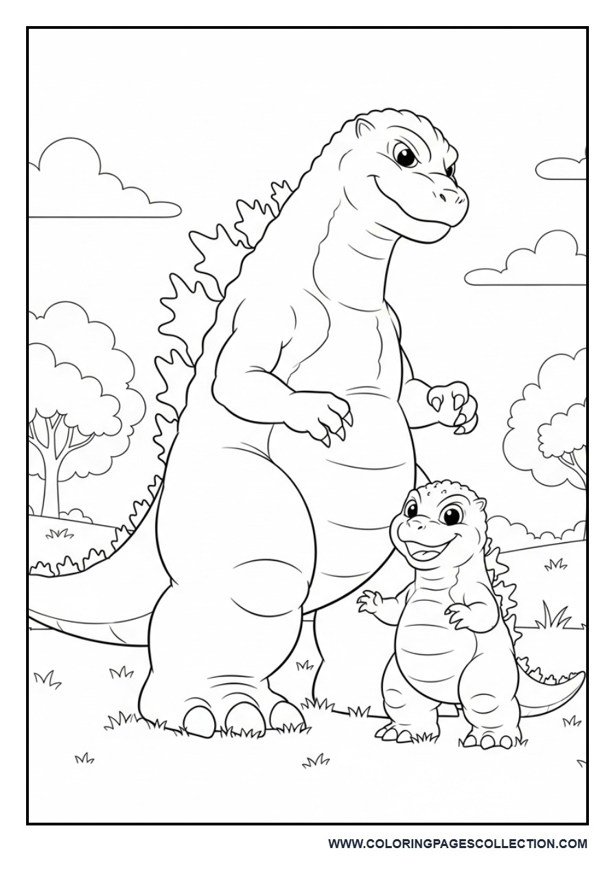 Godzilla and Baby Godzilla Together