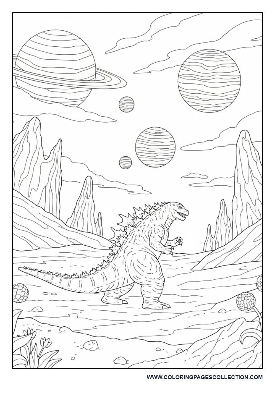 Godzilla Exploring an Alien Planet