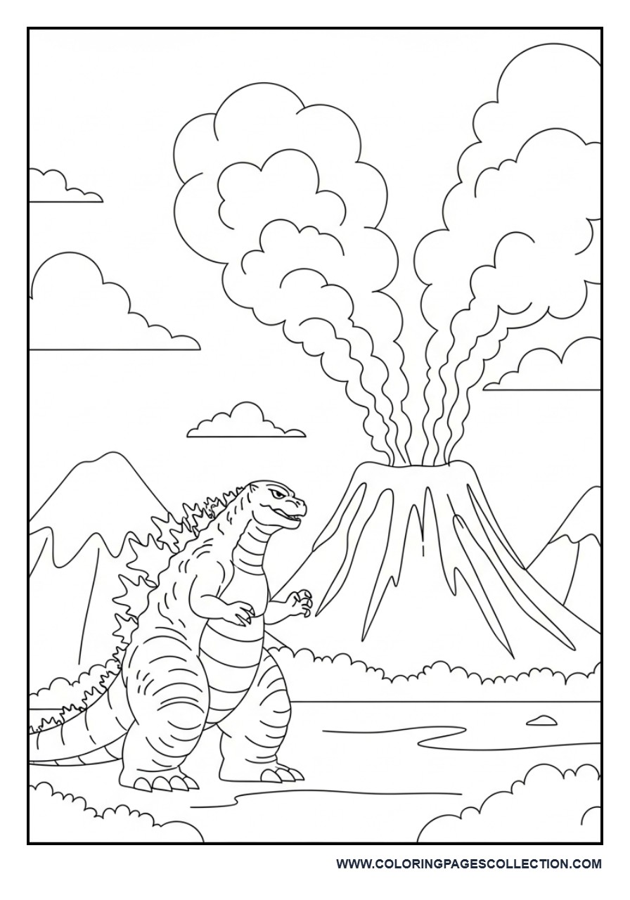 Godzilla Near a Volcano