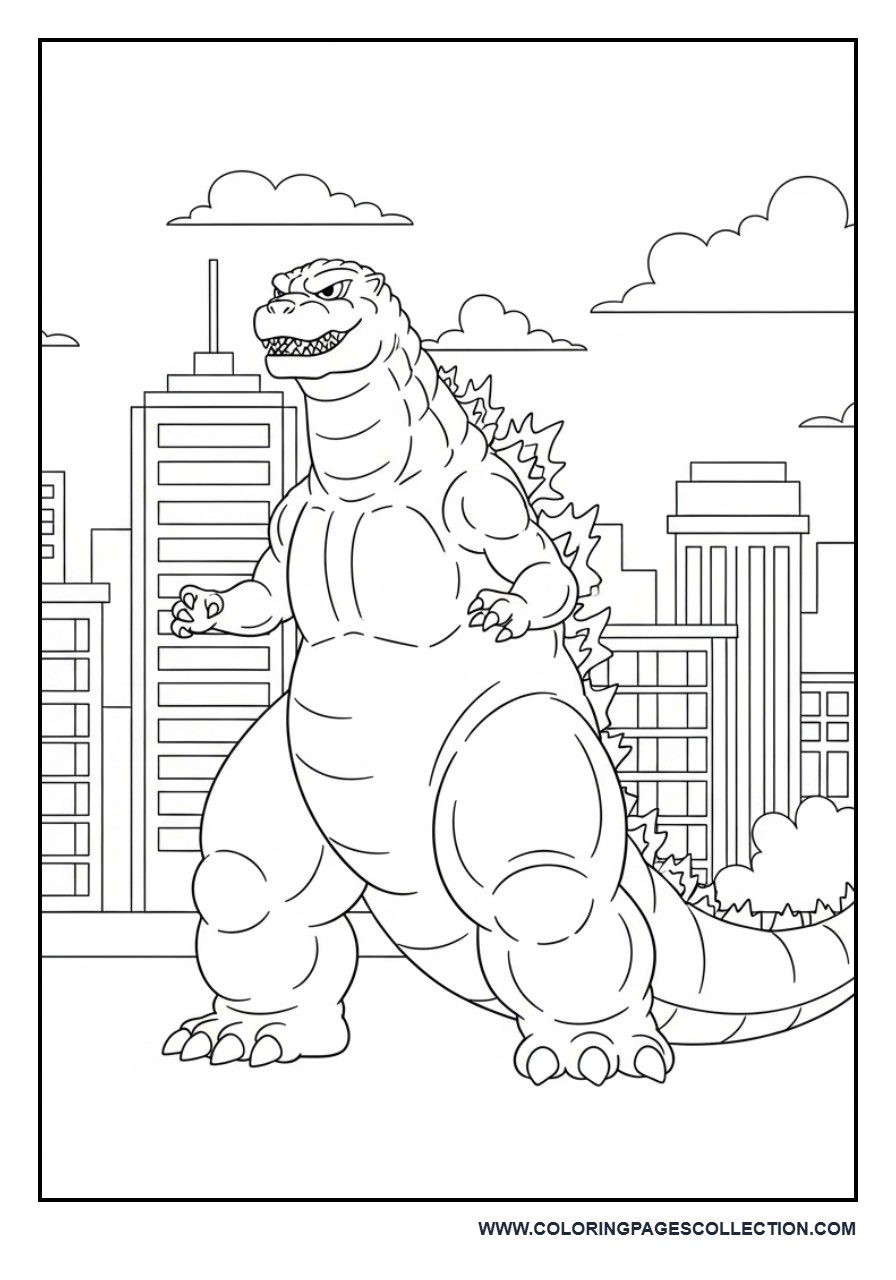 Godzilla Protecting a City