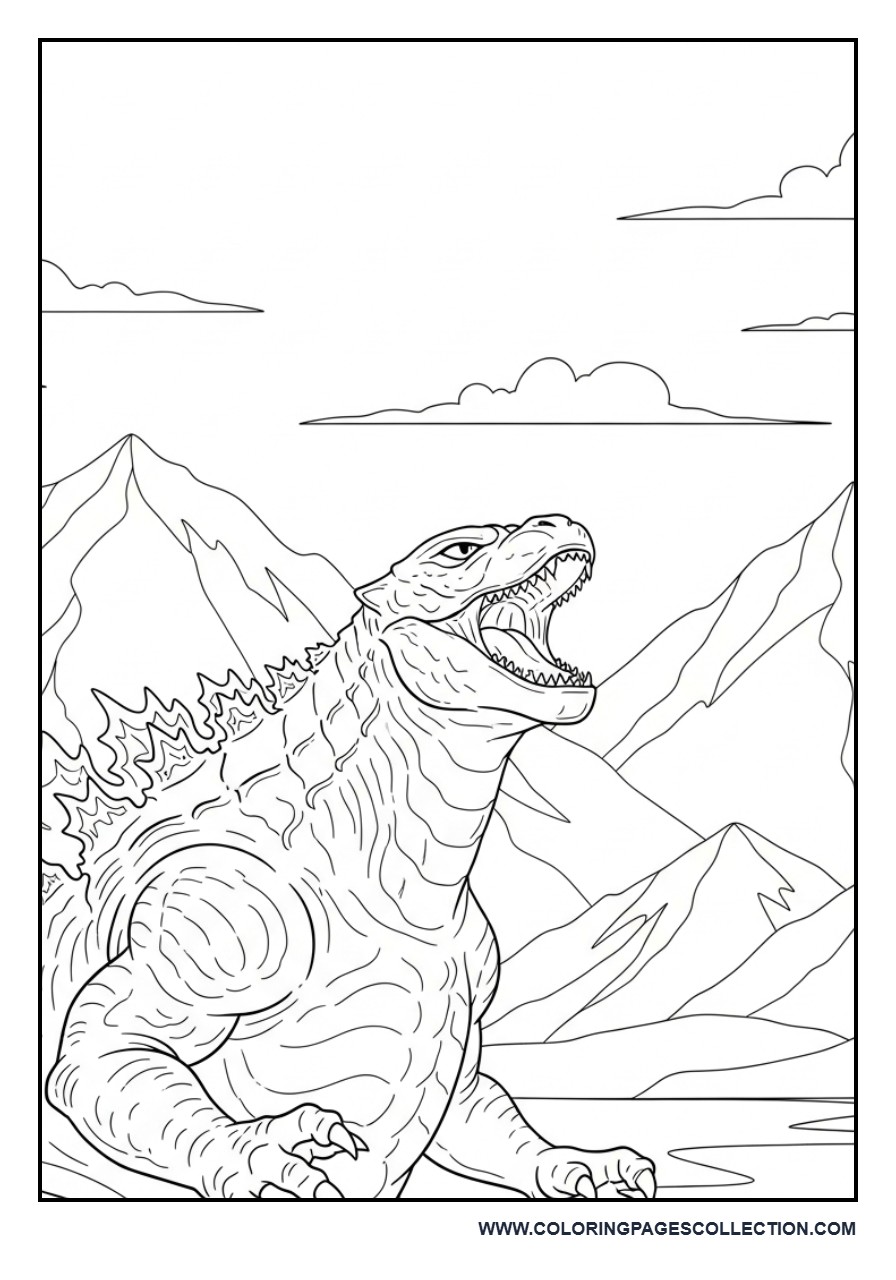 Godzilla Roaring in the Mountains