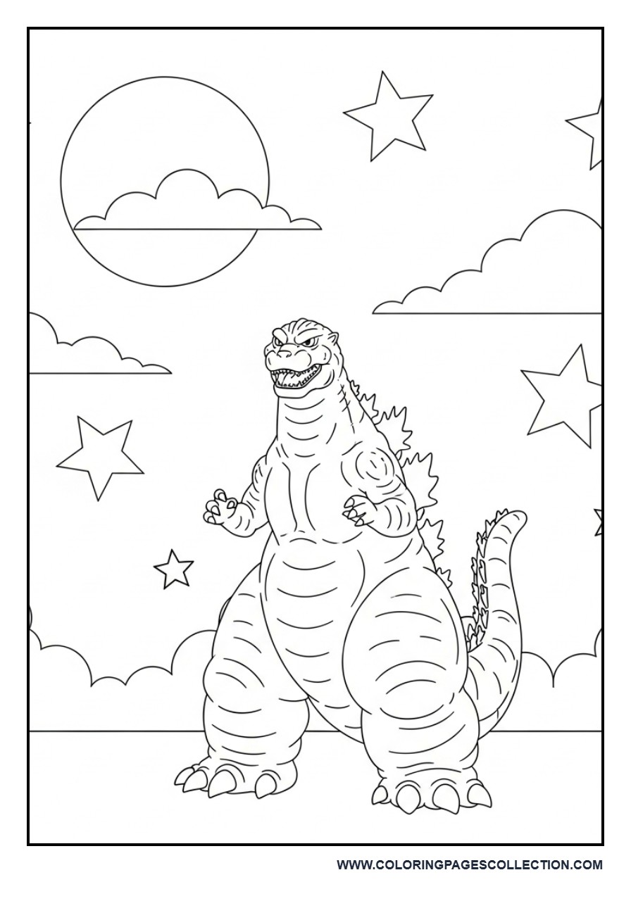 Godzilla Under the Night Sky