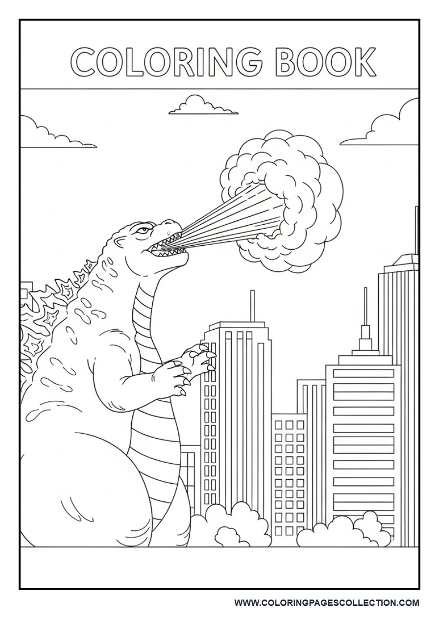 Godzilla Using Atomic Breath in the City