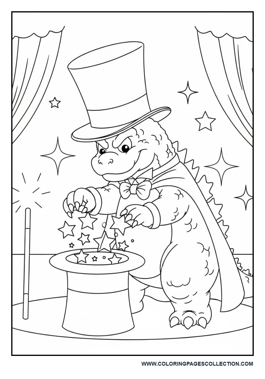 Magician Godzilla Performing Magic