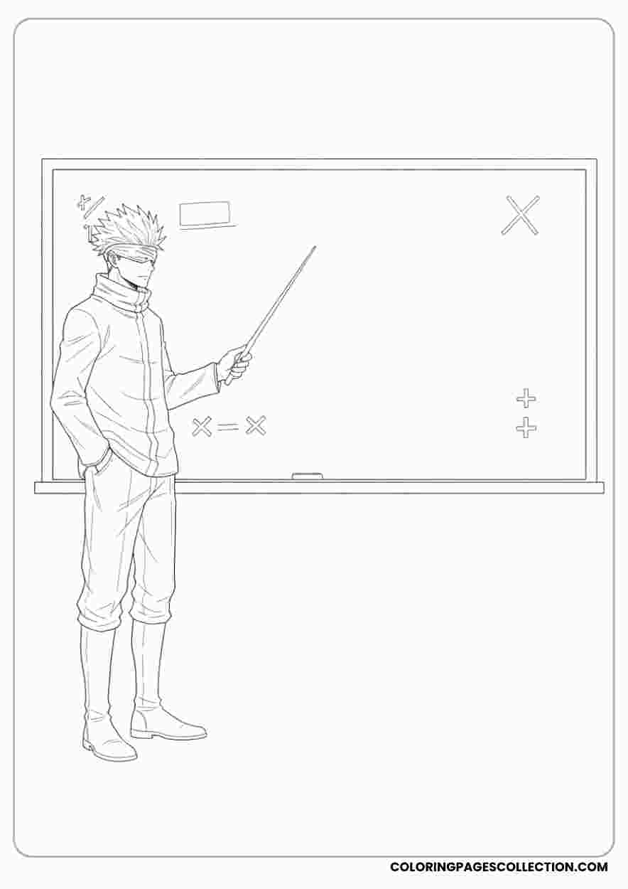 Gojo Teaching a Classcoloring page, gojo coloring sheet, gojo coloring page,