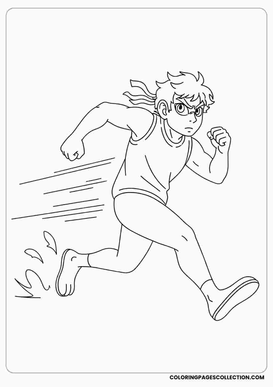 Gojo Running Forwardcoloring page, gojo coloring sheet, gojo coloring page,