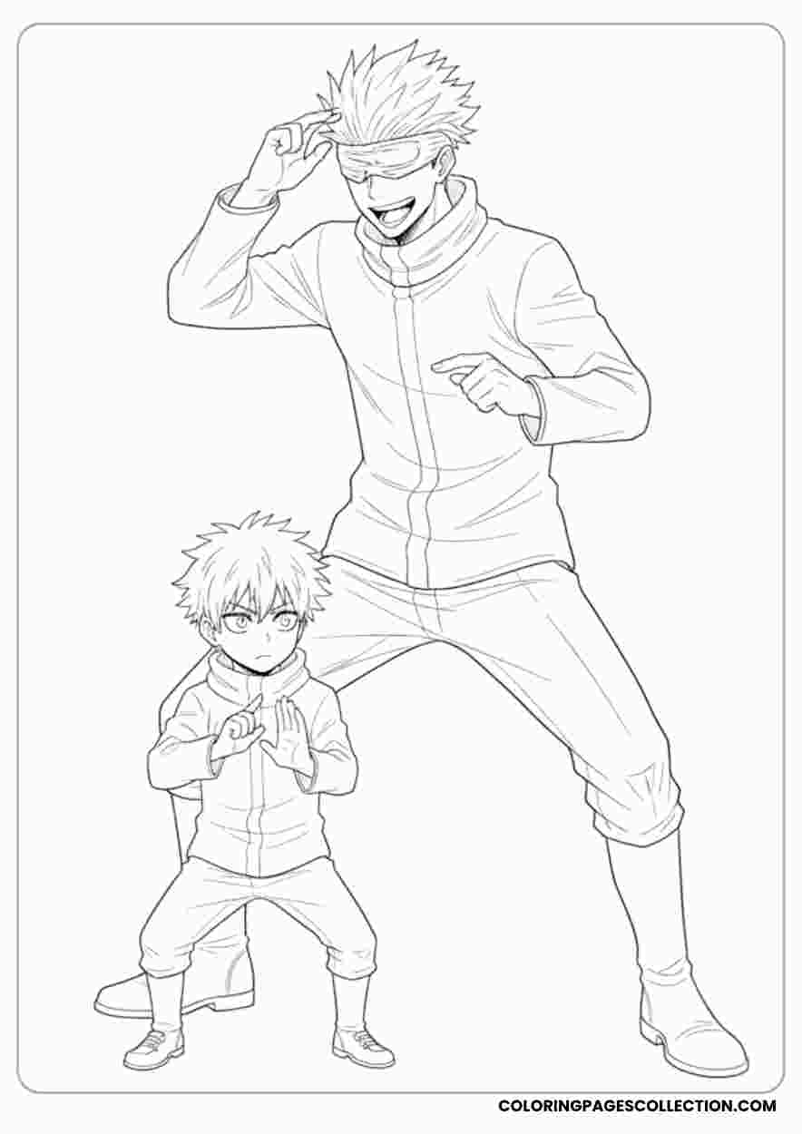 Gojo Teaching Megumicoloring page, gojo coloring sheet, gojo coloring page,