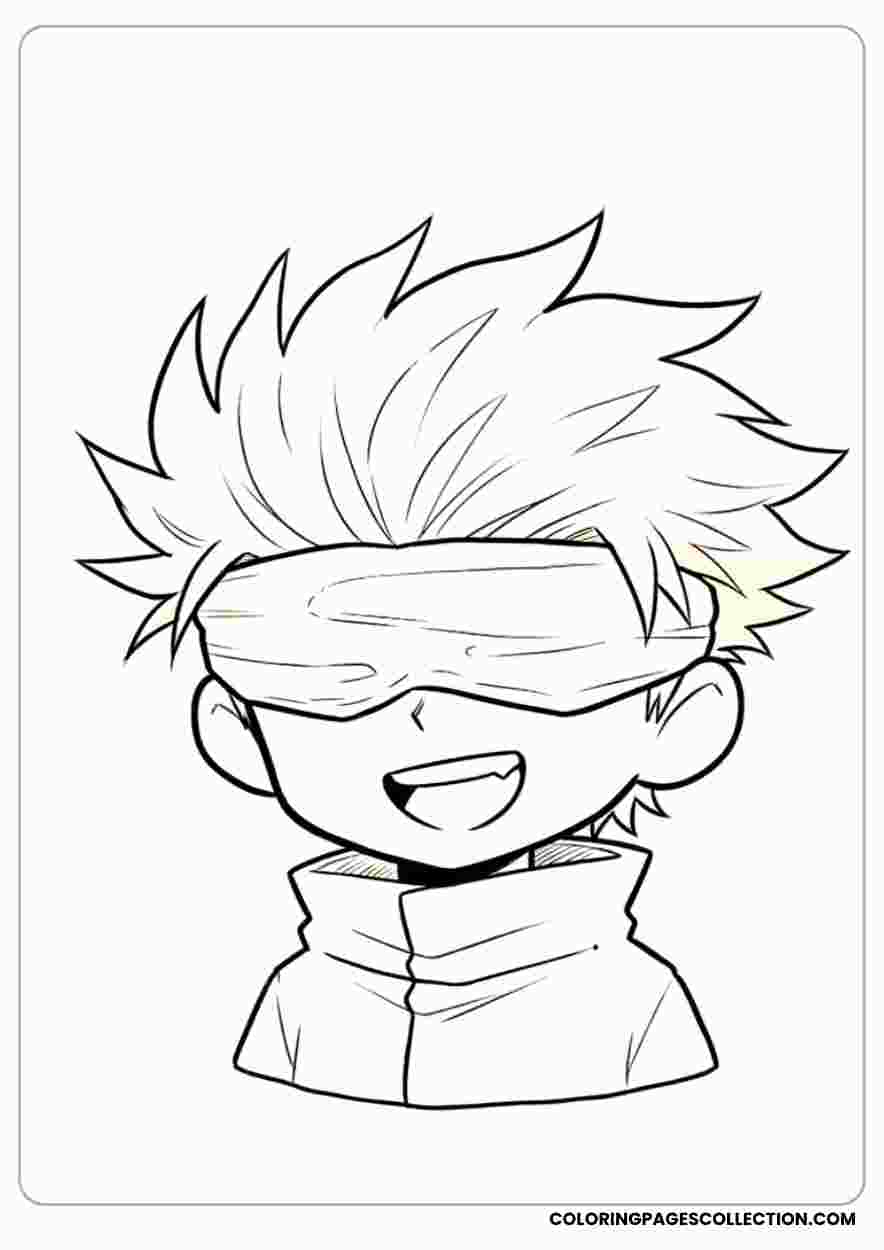 Cute Chibi-style Gojocoloring page, gojo coloring sheet, gojo coloring page,