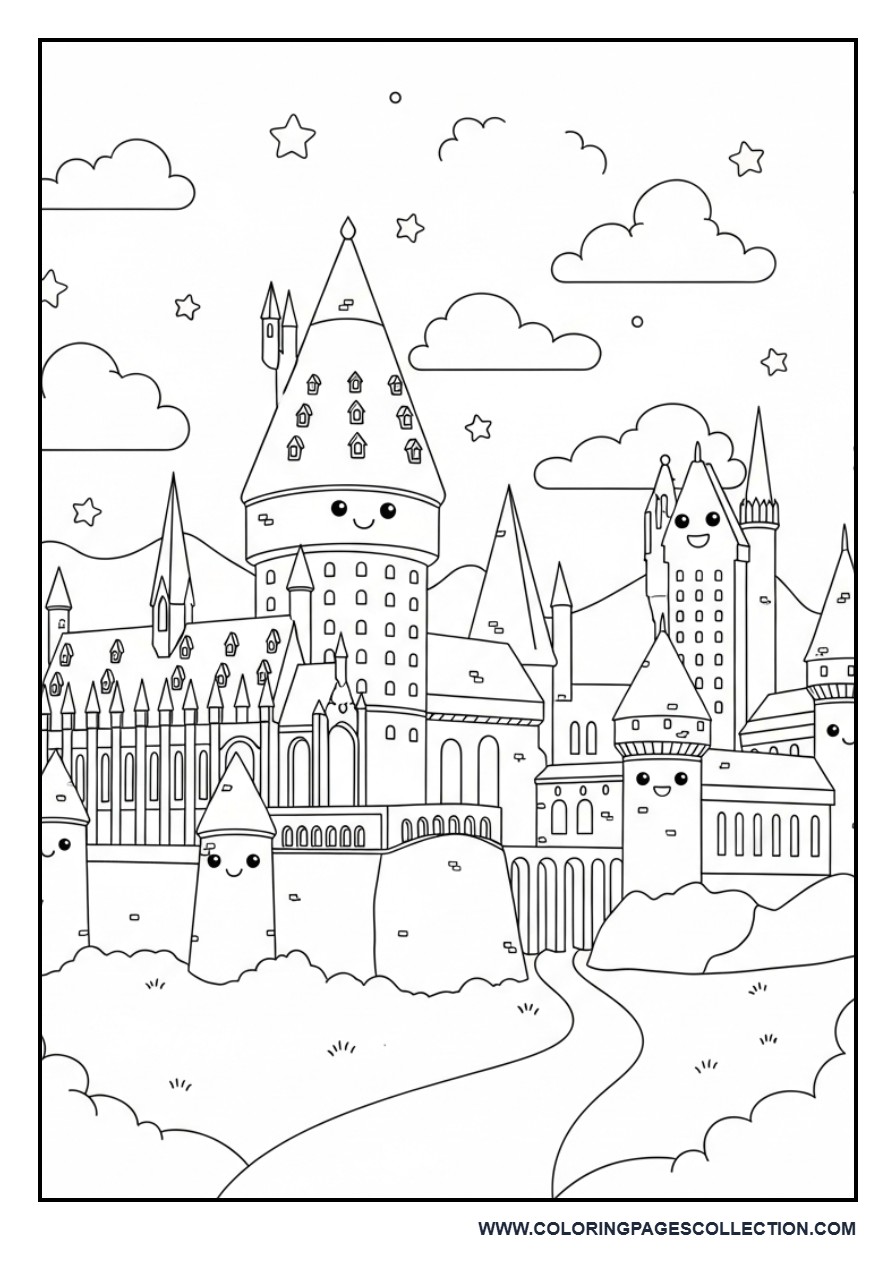 Cartoon Hogwarts Castle